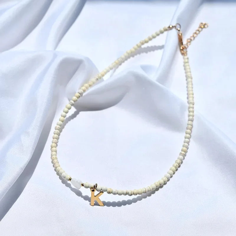 Colorful Beaded Initial Choker Necklace - Veinci