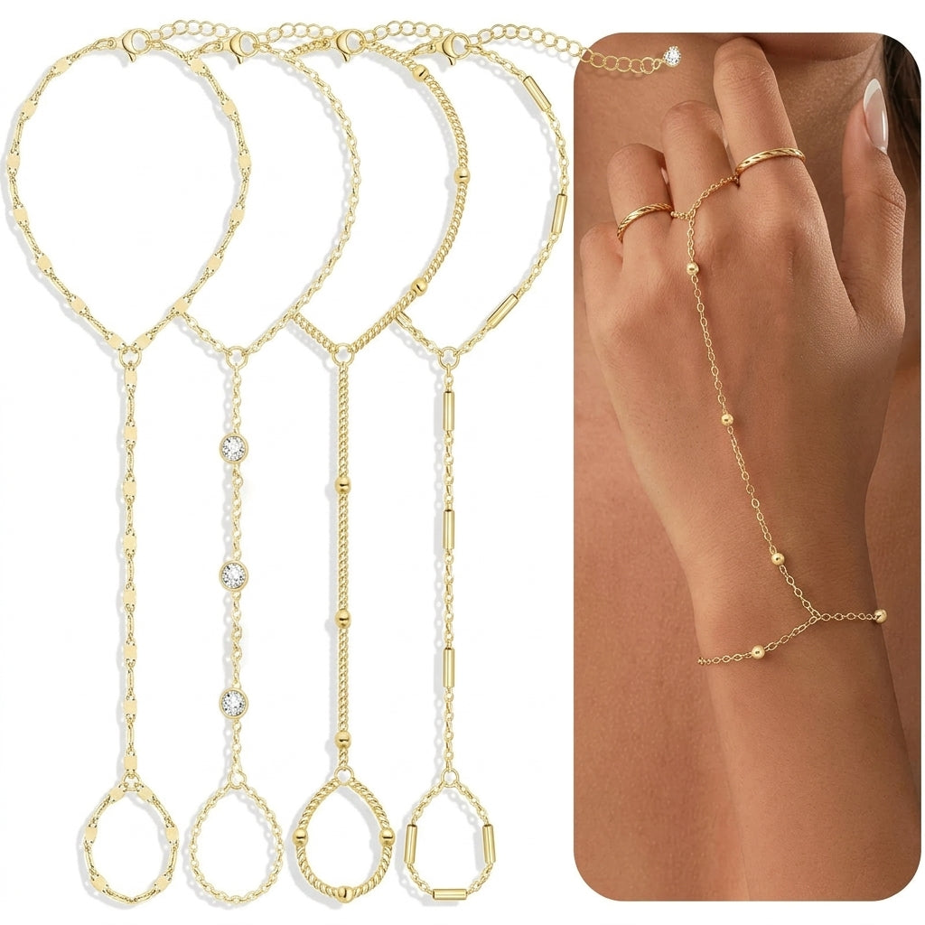 4pc Dainty Hand Chain Set