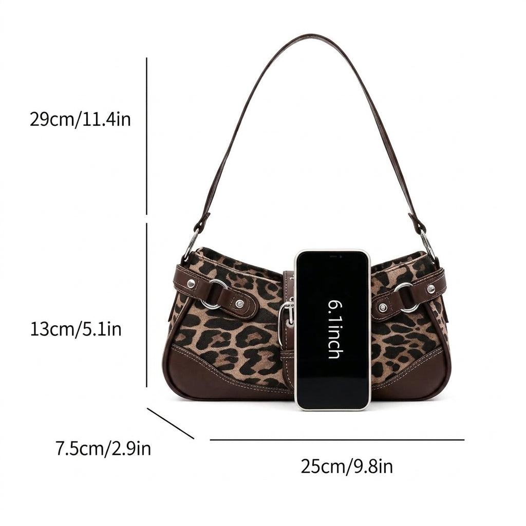 Vintage Inspired Leopard Print Shoulder Bag