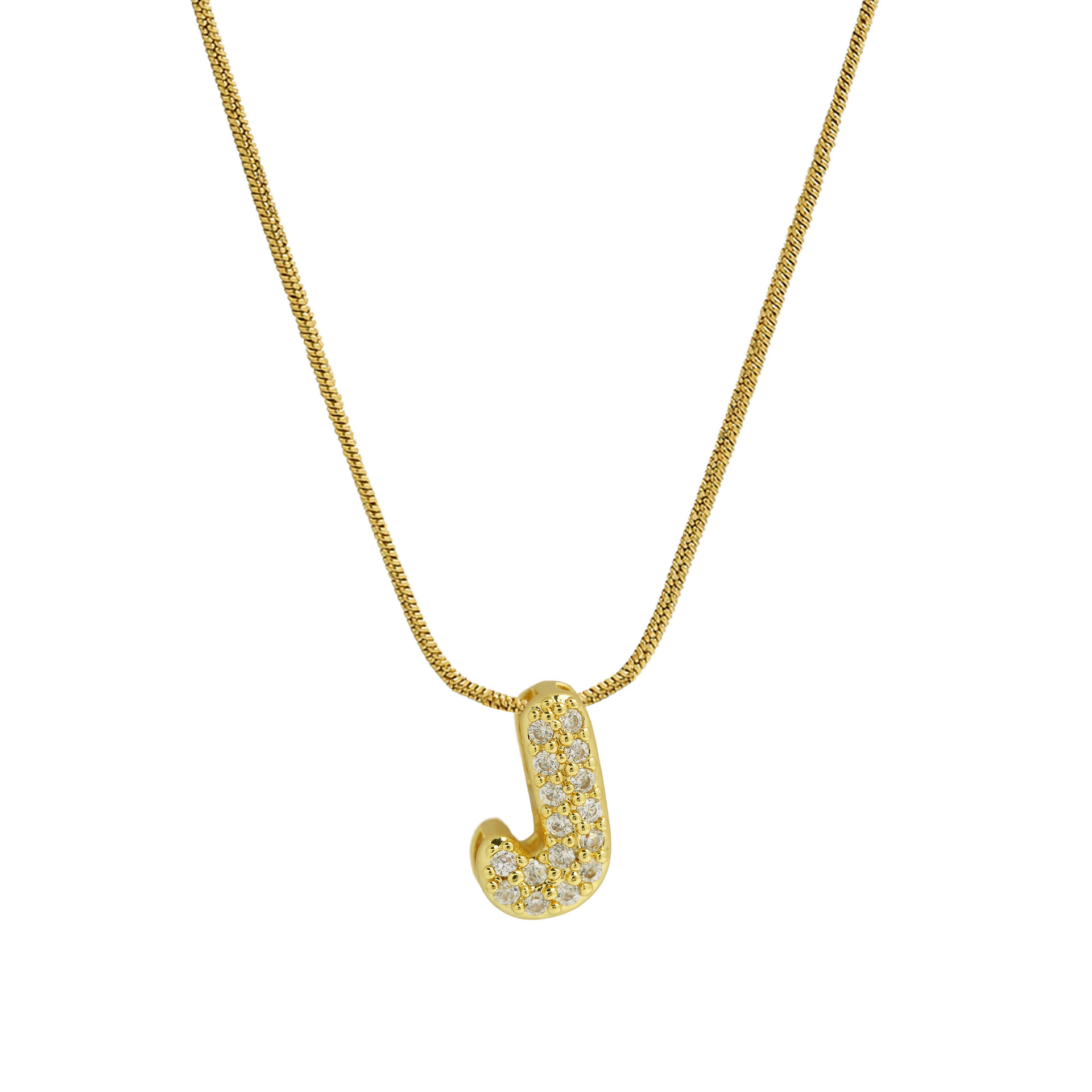 Diamond Bubble Letter Initial Necklace