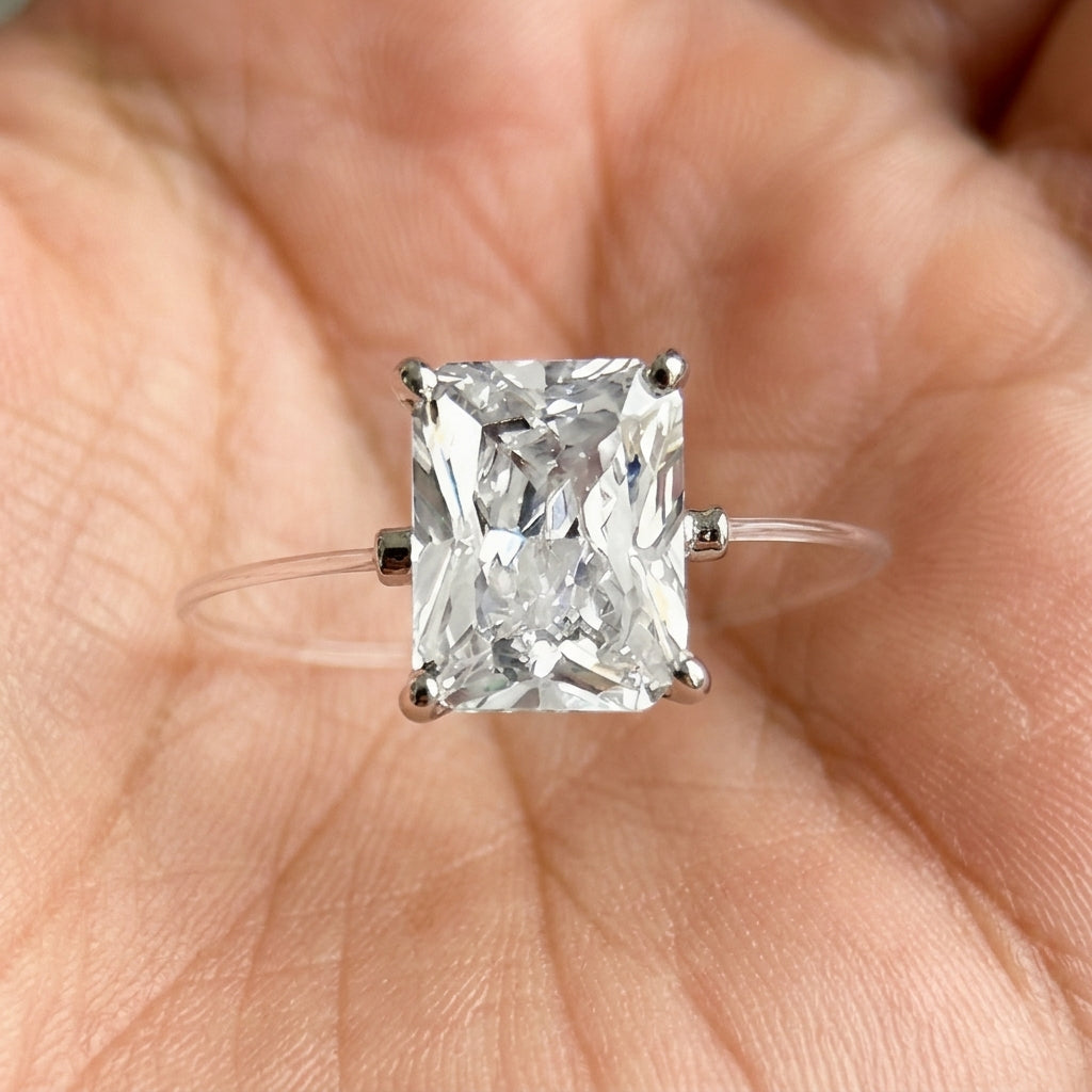 Elegant Floating Radiant Cut Ring
