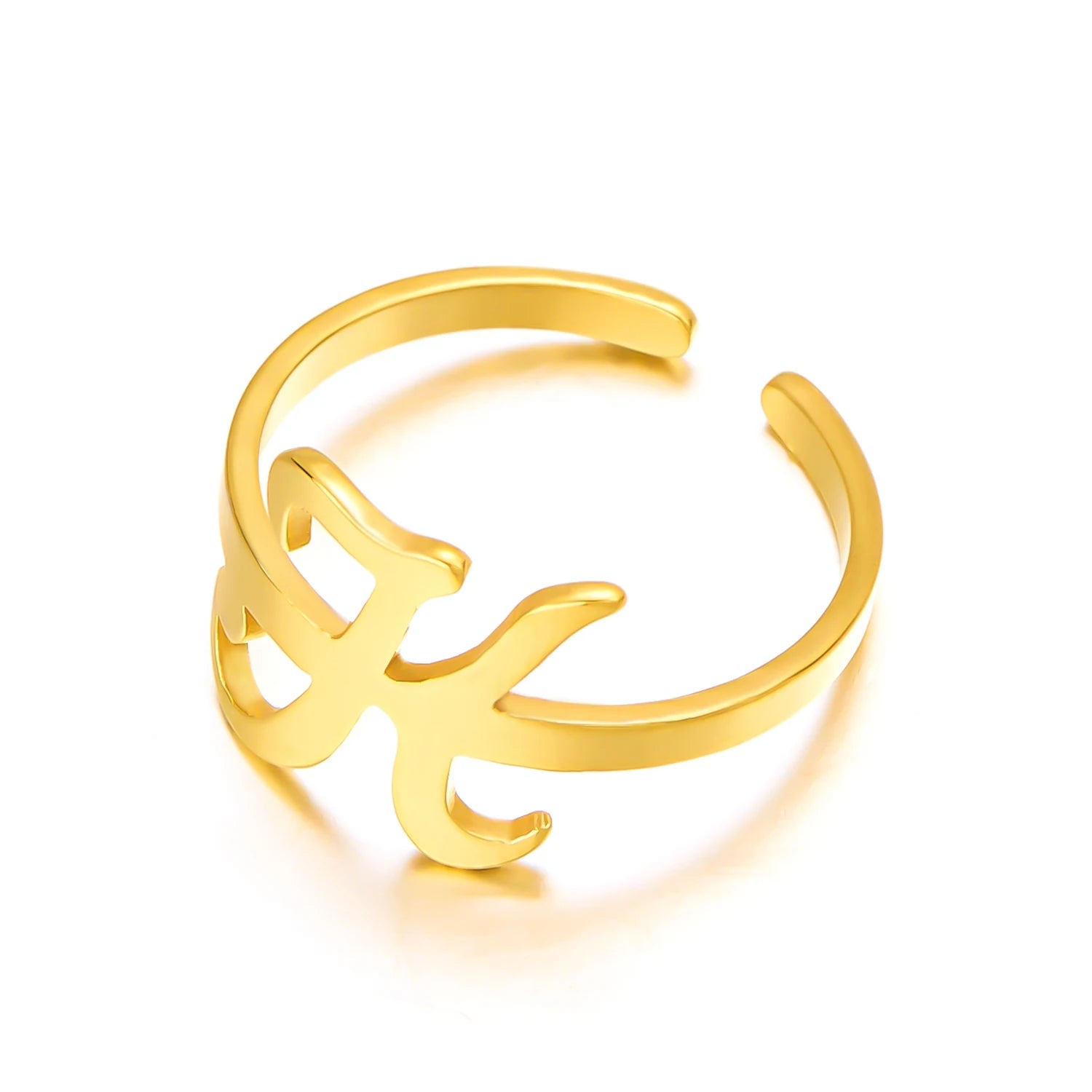 Adjustable Italic Cursive Letter Initial Ring