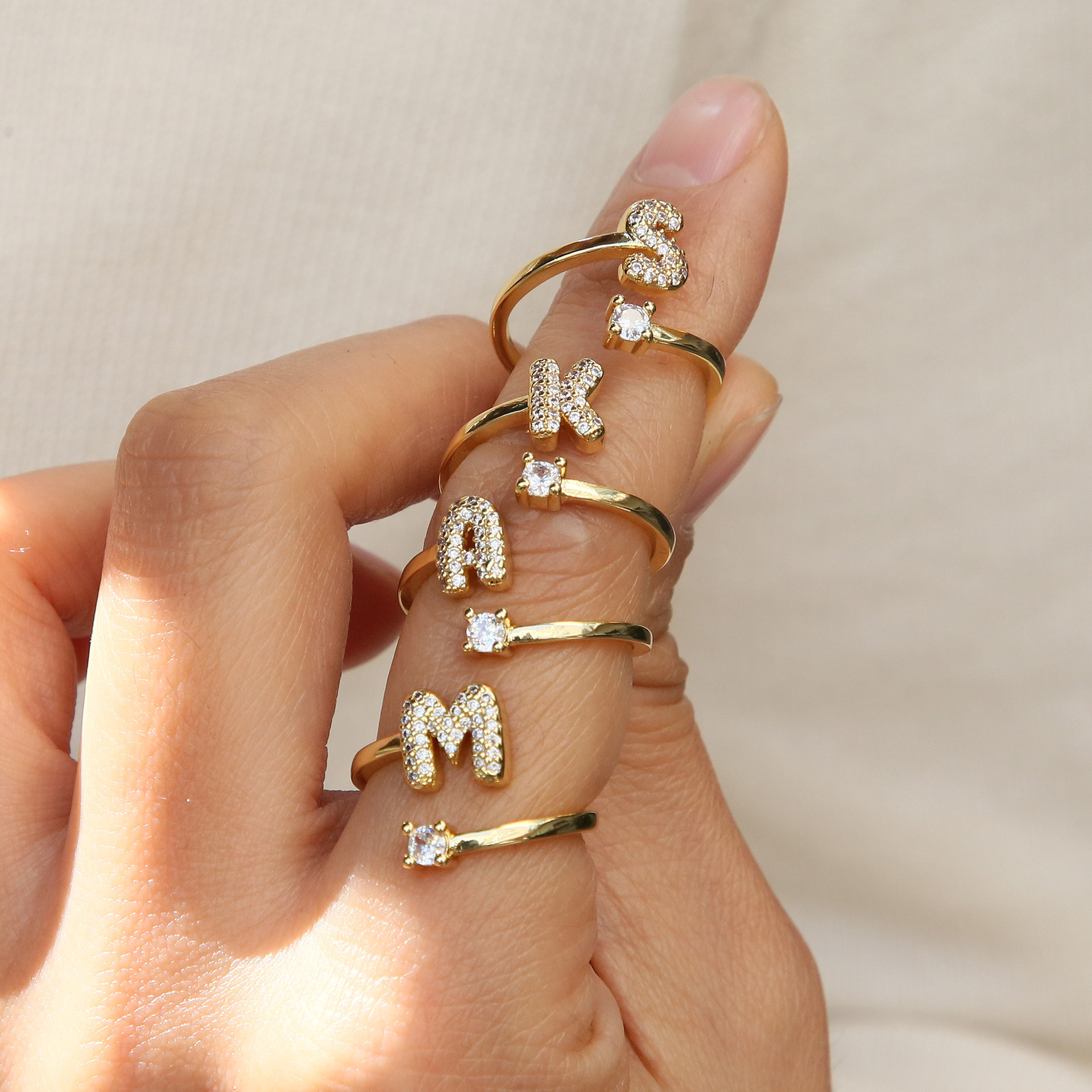 Dainty Bubble Diamond Wrap Initial Ring