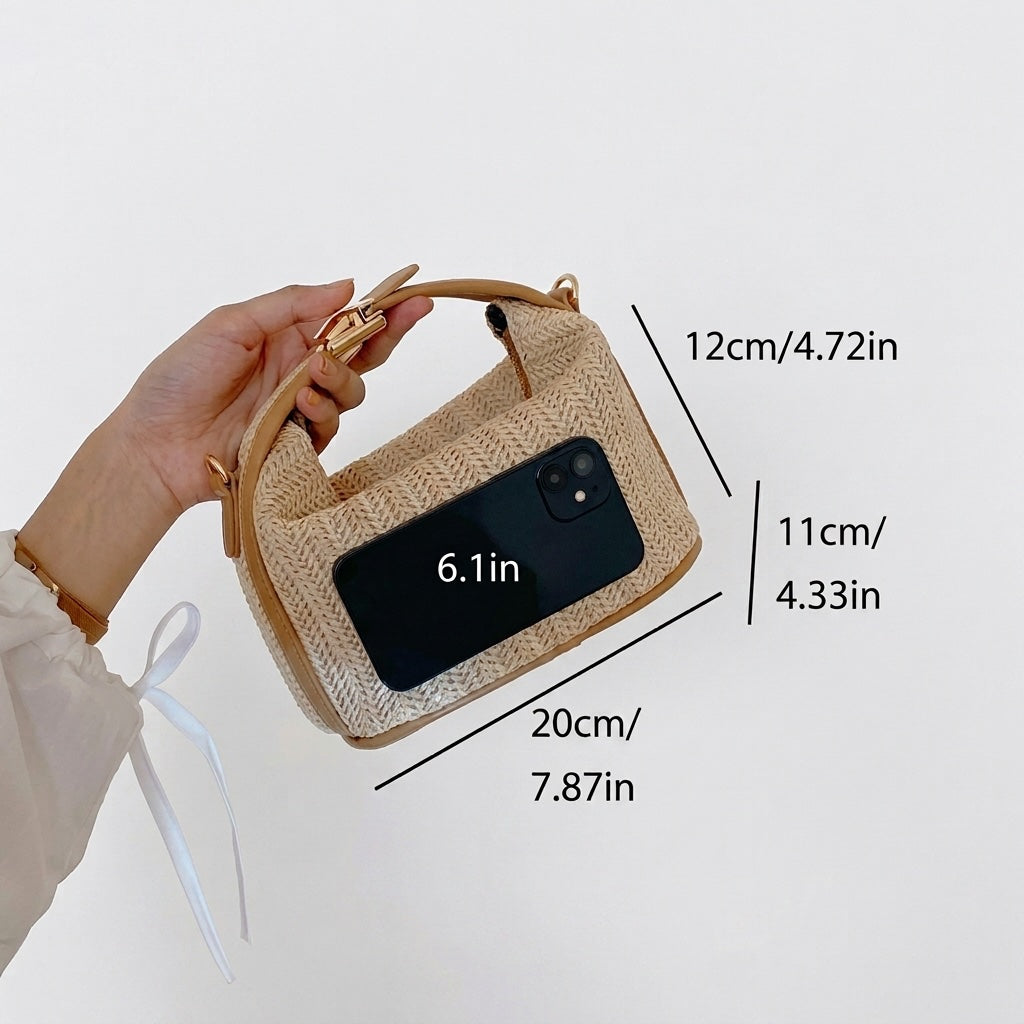 Boho Rattan Straw Cross Body Bag
