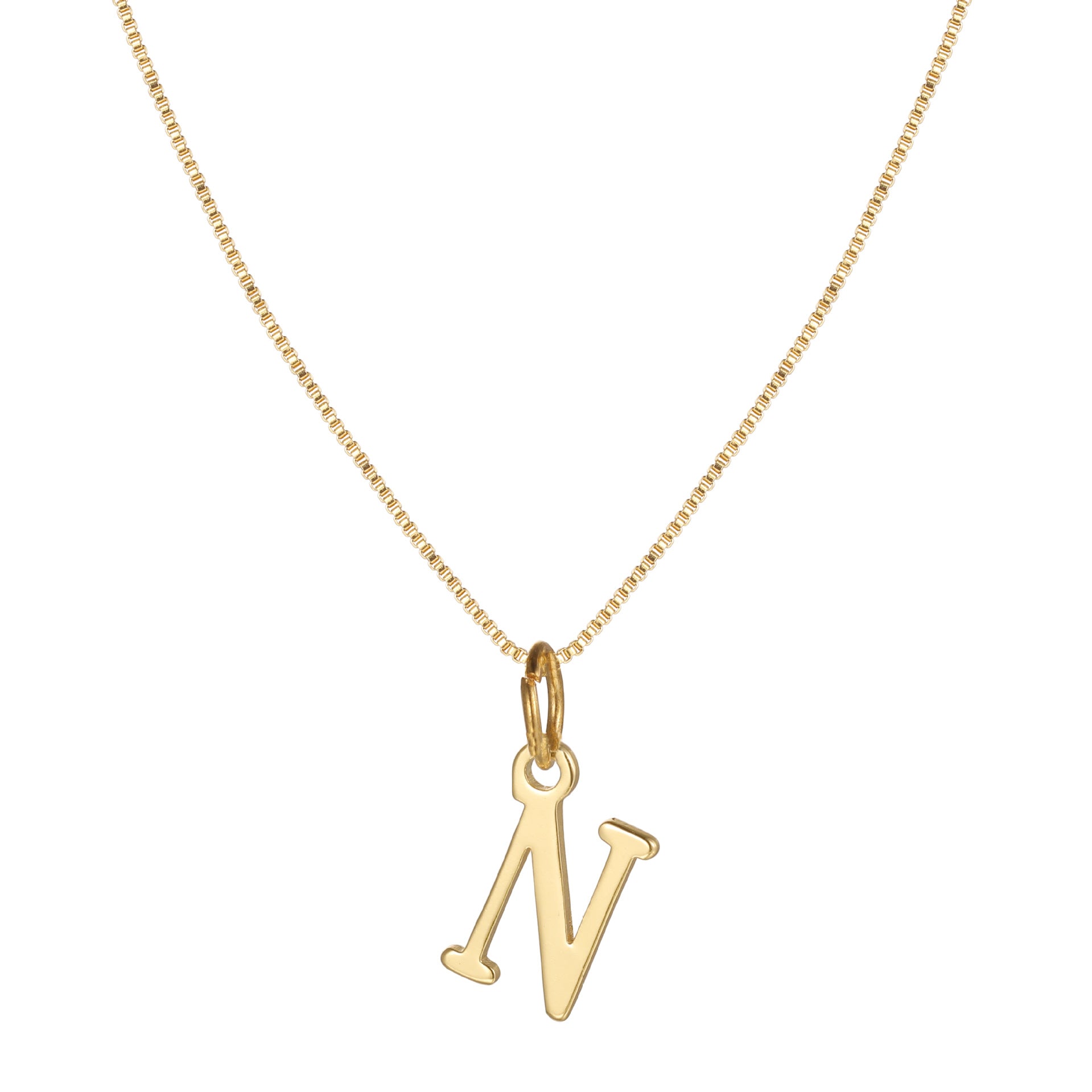14k Minimal Serif Initial Necklace