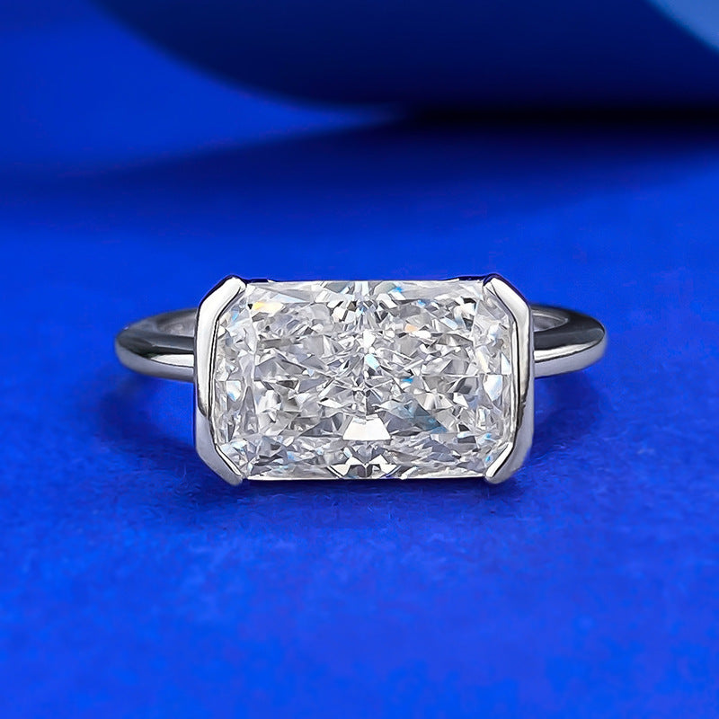 S925 East-West Emerald Cut Ring