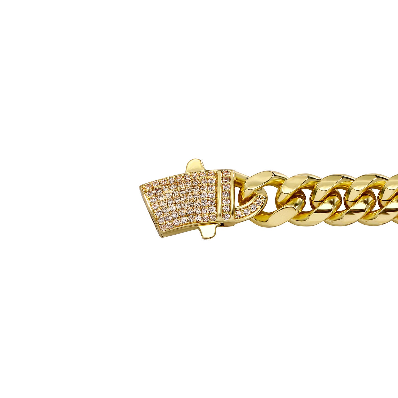 14k Chunky Diamond Accented Clasp Cuban Link Bracelet
