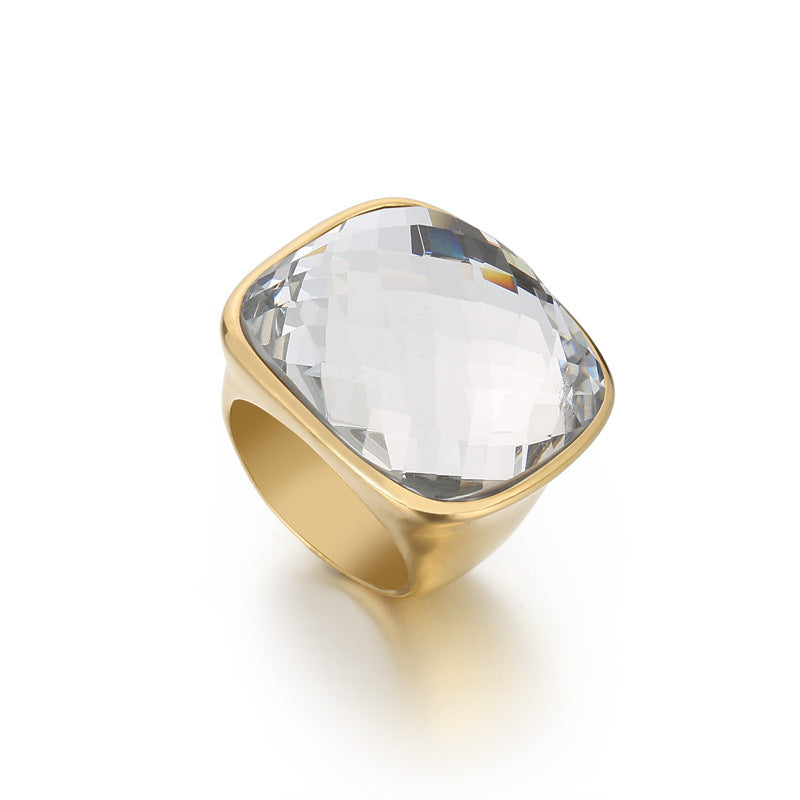 Boho Crystal Square Ring