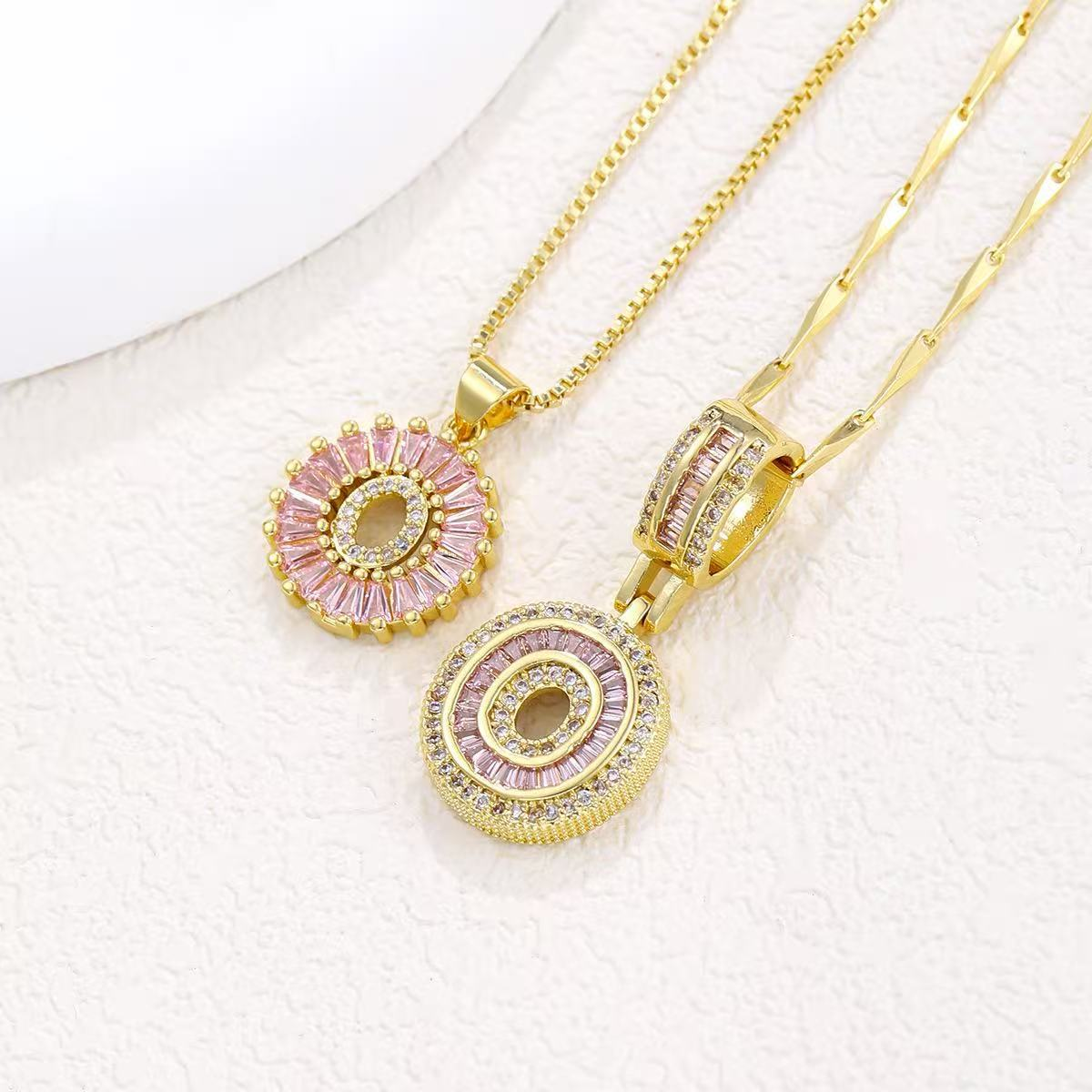 2pc 14k Diamond Letter Initial Necklaces (Limited Pink Edition)