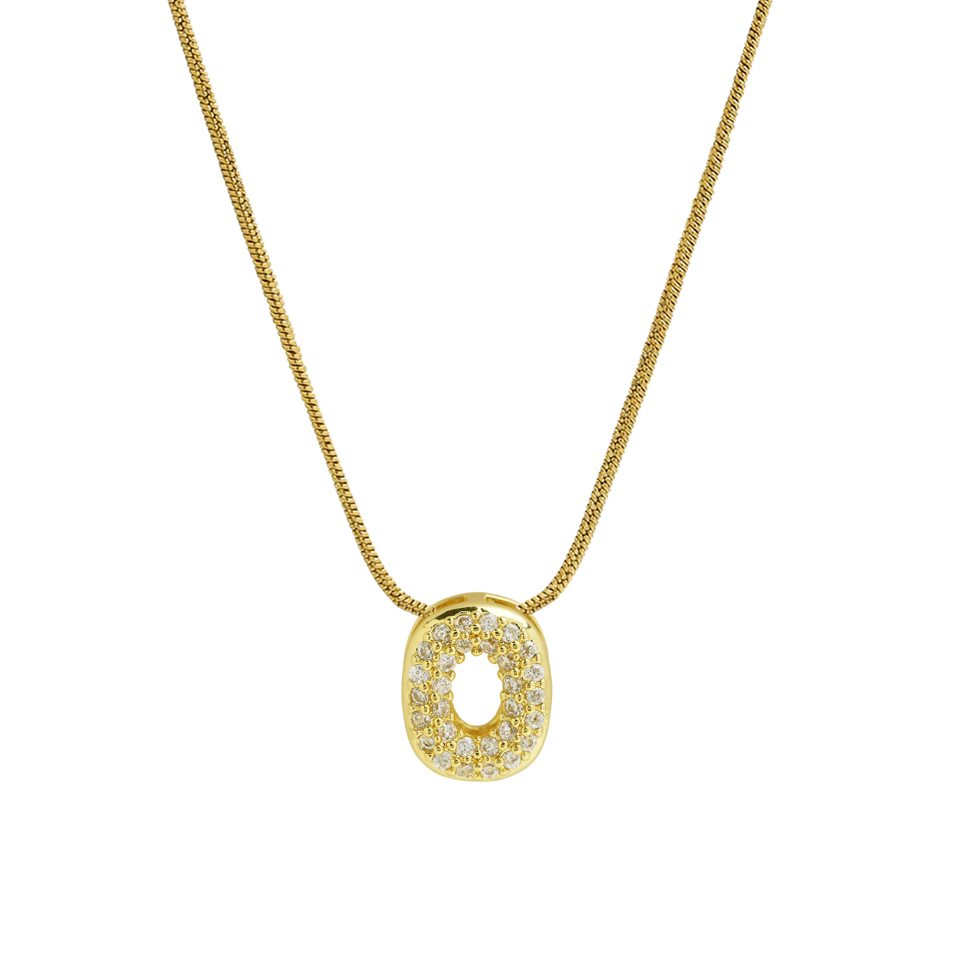 Diamond Bubble Letter Initial Necklace