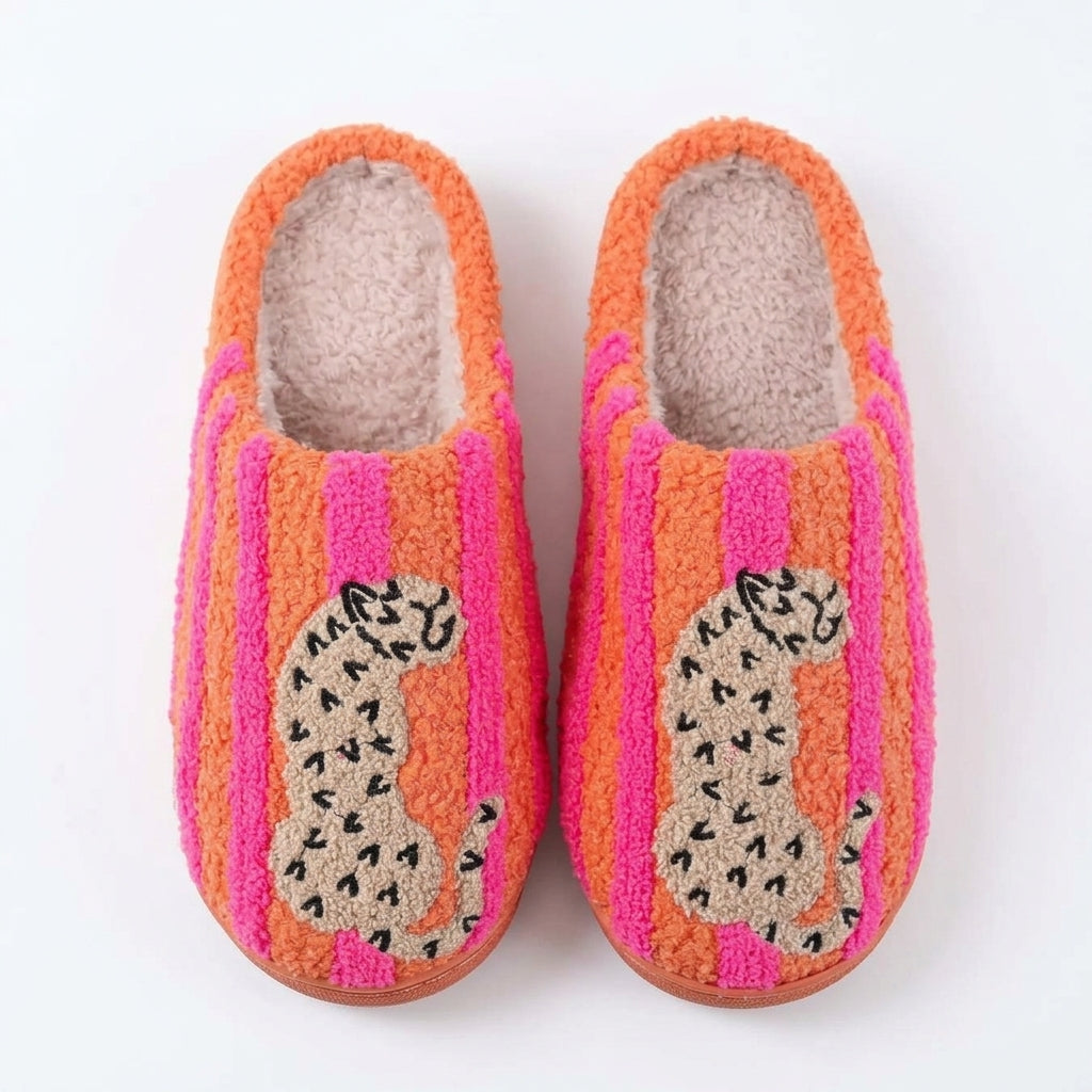 Leopard Cozy Fuzzy House Slippers