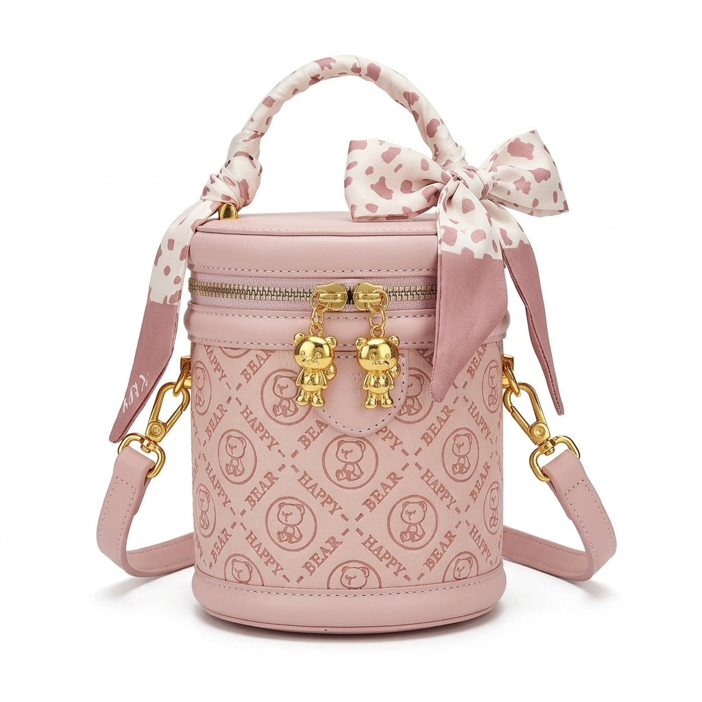 Elegant Scarf Handle Bucket Bag