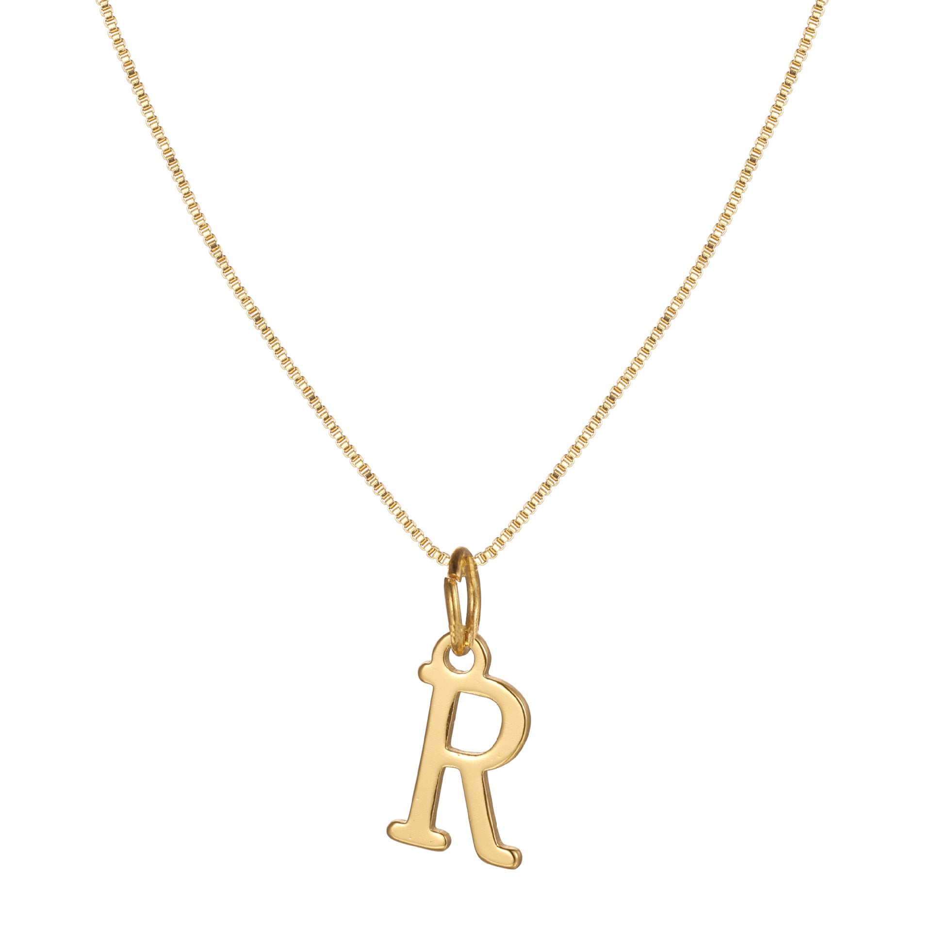 14k Minimal Serif Initial Necklace