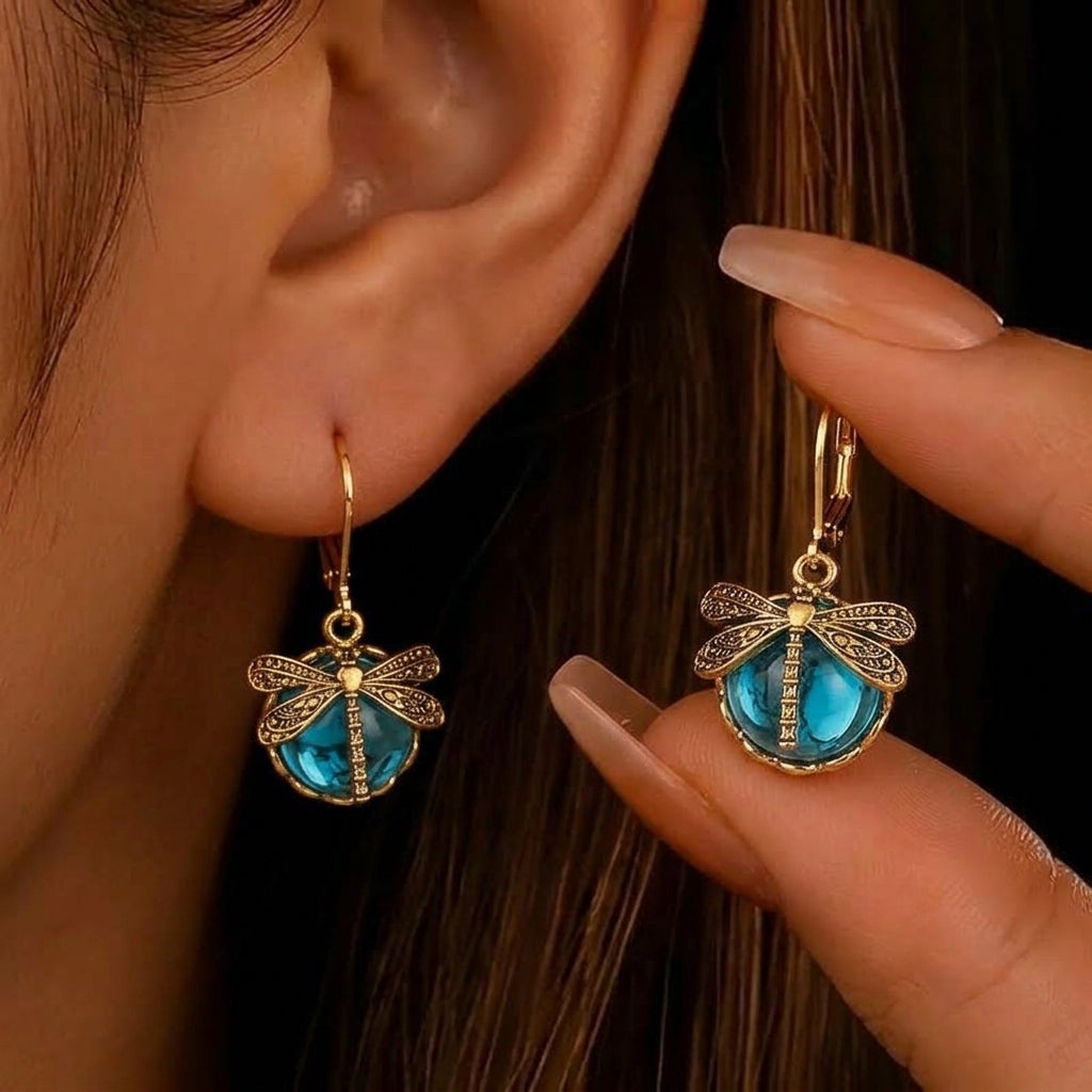 Dainty Dragonfly Crystal Earrings