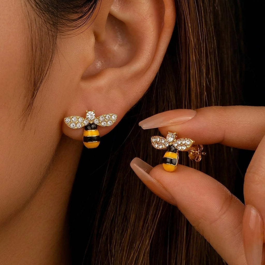 Dainty Cute Honey Bee Stud Earrings