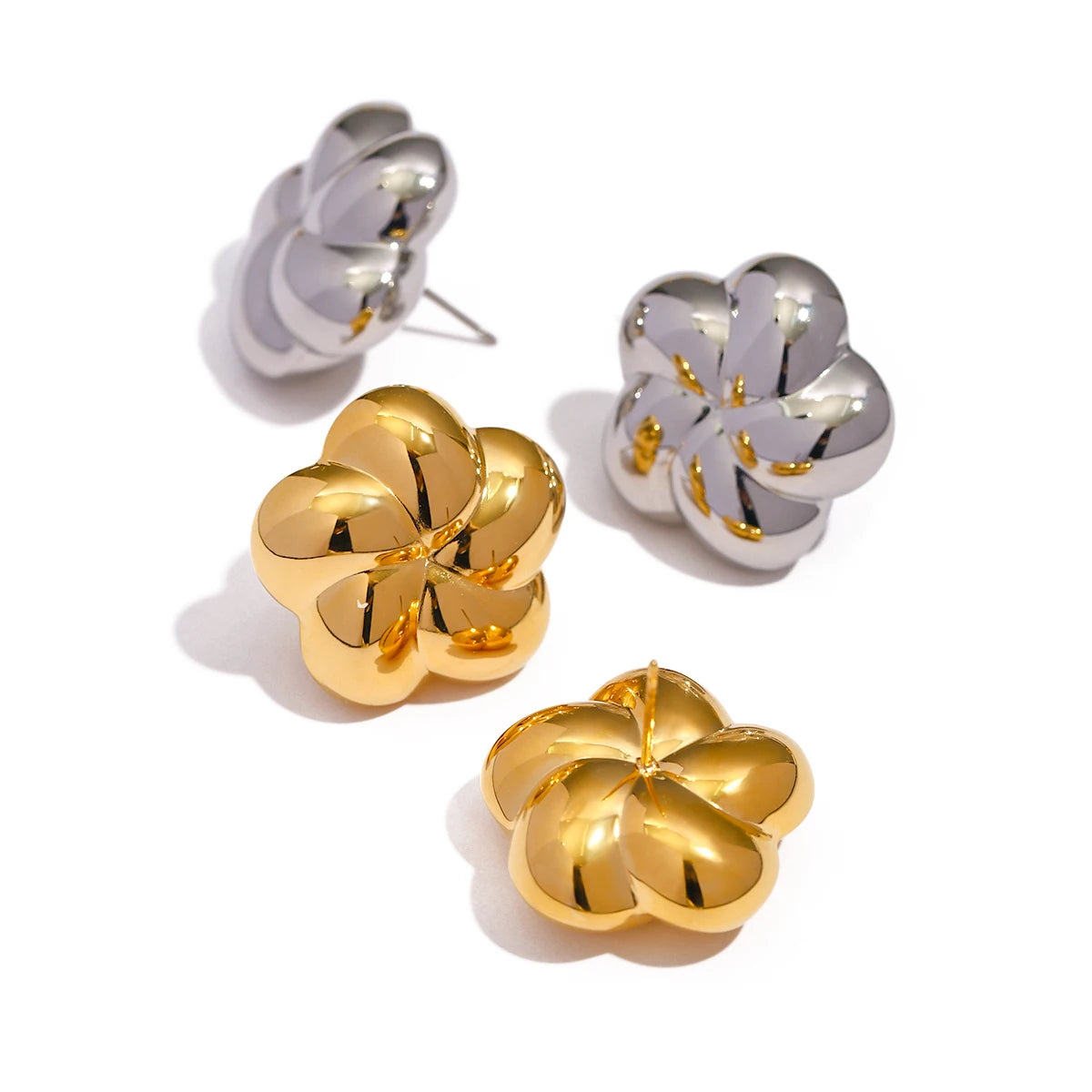 Spiral Bubble Floral Stud Earrings