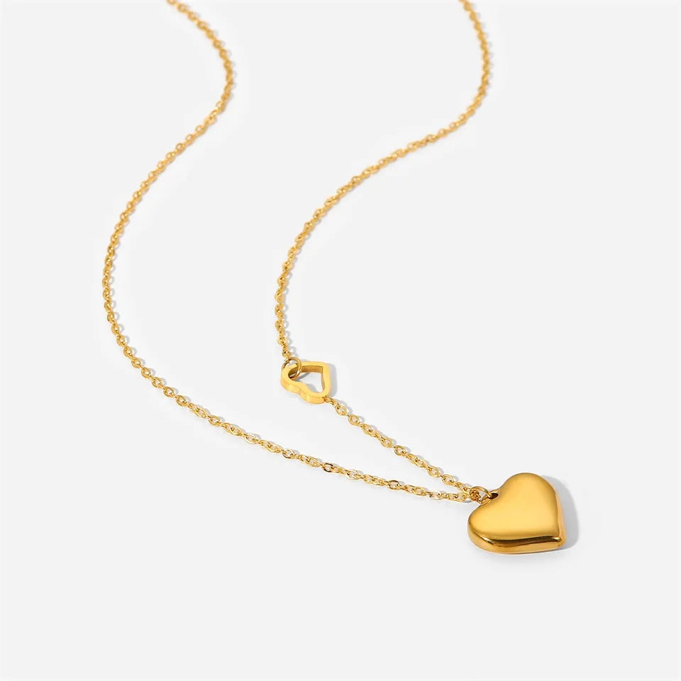 Dainty Heart Accented Heart Pendant Necklace