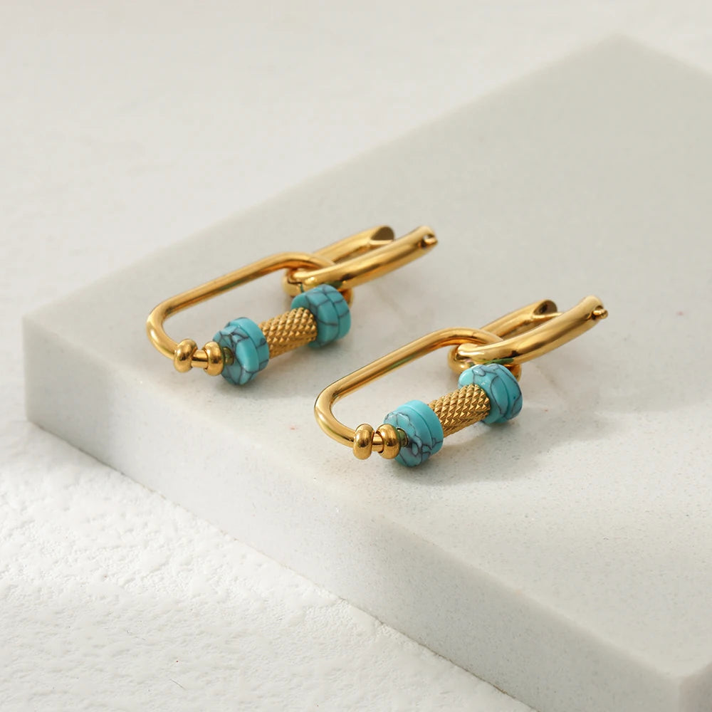 18k Bohemian Lapis Accented Gold Earrings