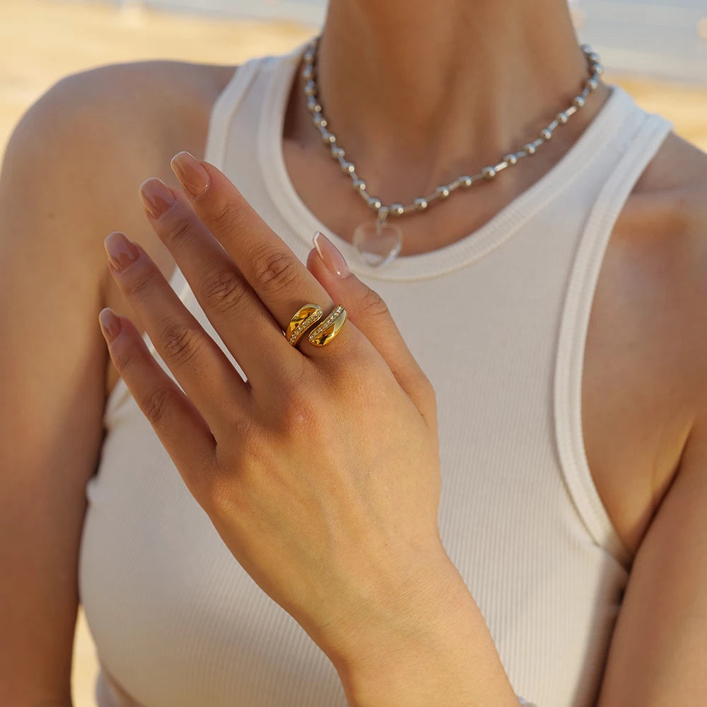 Chunky Diamond Accented Wrap Ring