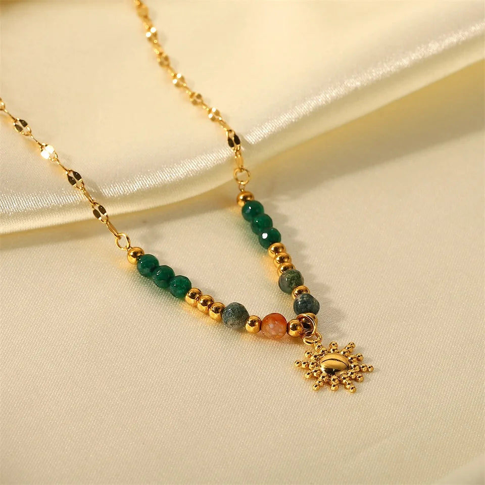 Dainty Boho Inspired Sun Pendant Necklace