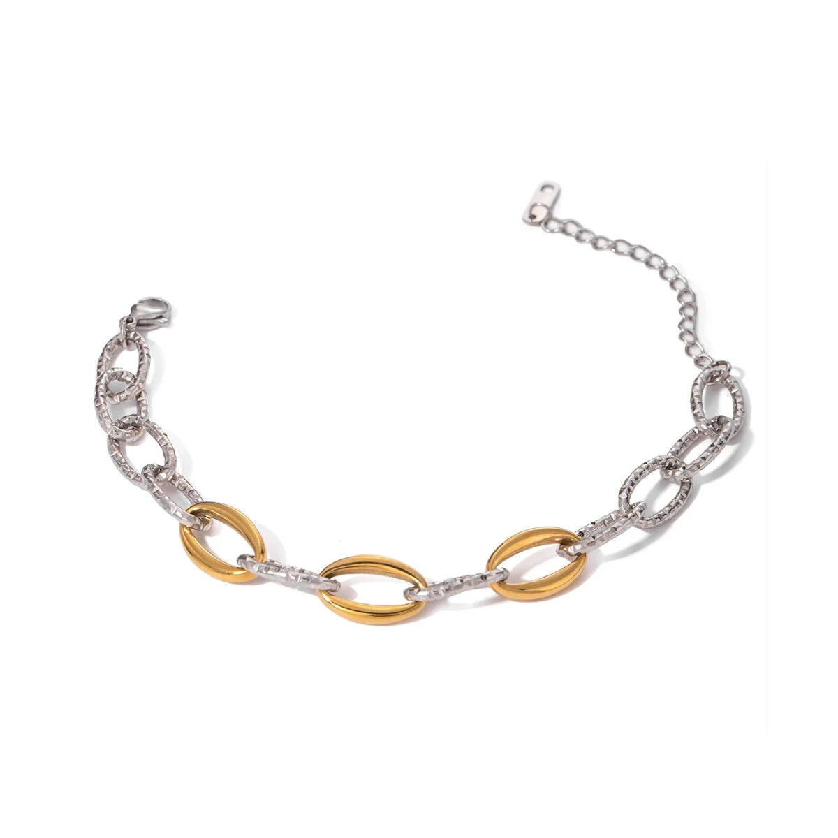 Classy Two Tone Textured Silver Bracelet