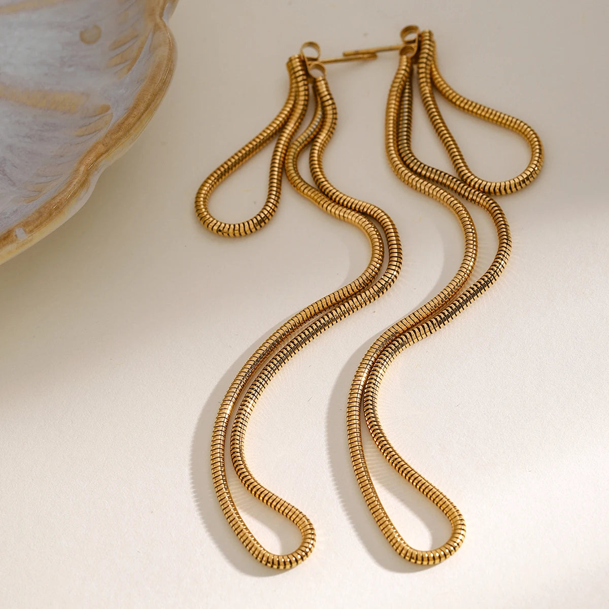 Classy Snake Chain Tassel Stud Earrings