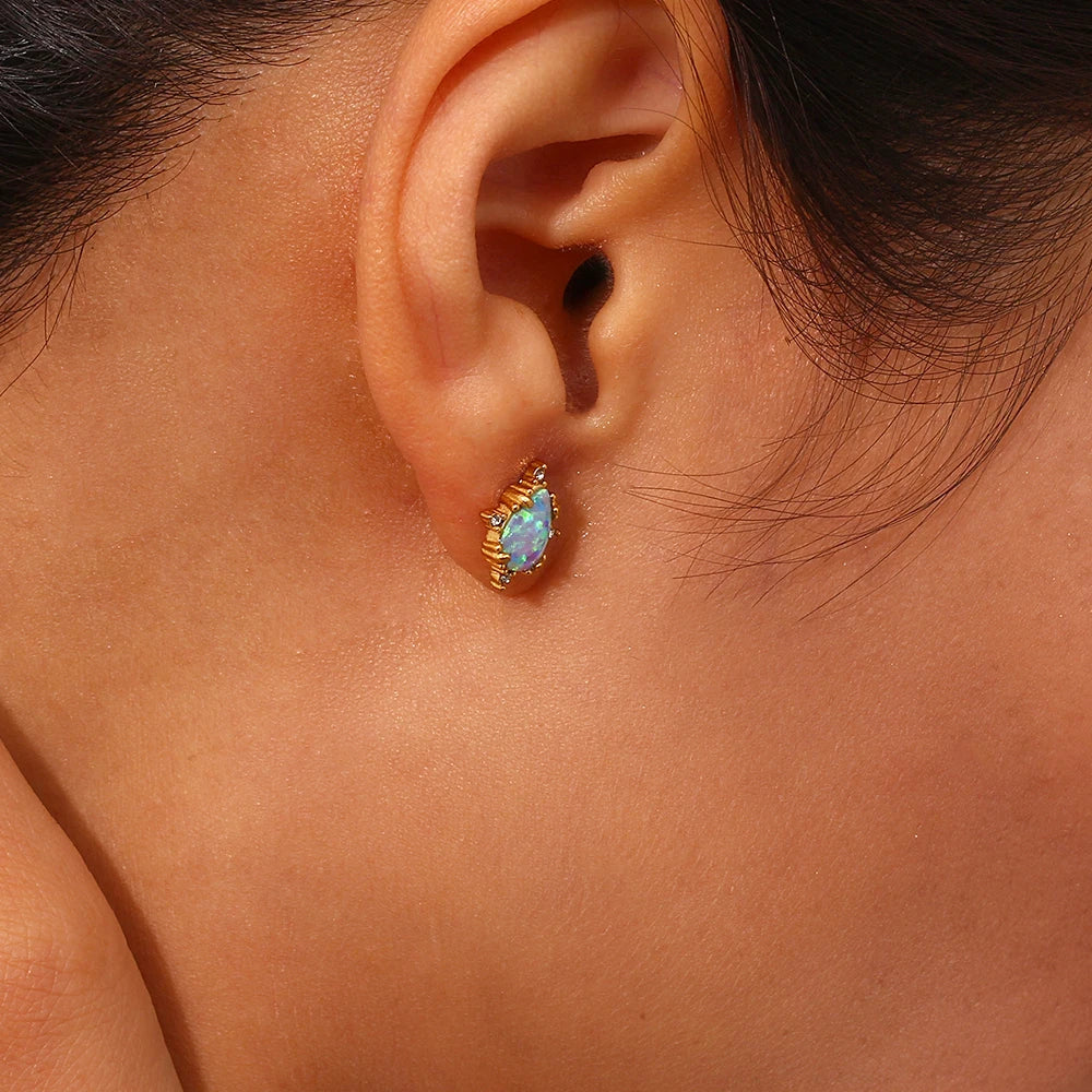 Dainty Iridescent Opal Necklace, Bracelet, Earrings