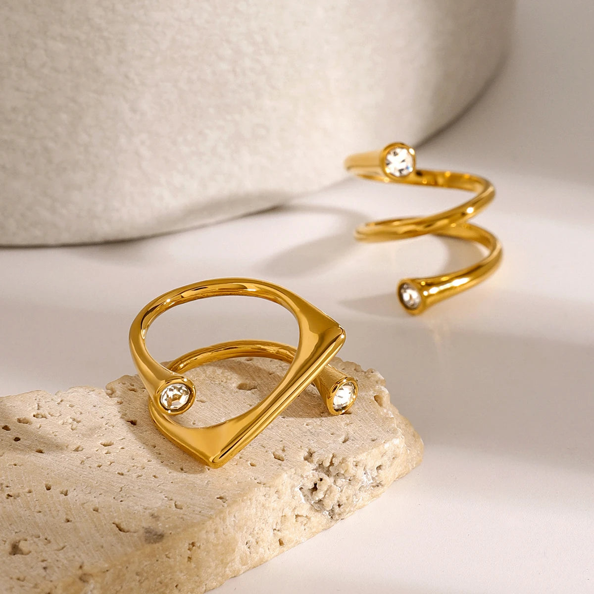 Asymmetrical Triple Wrap Diamond Tip Rings