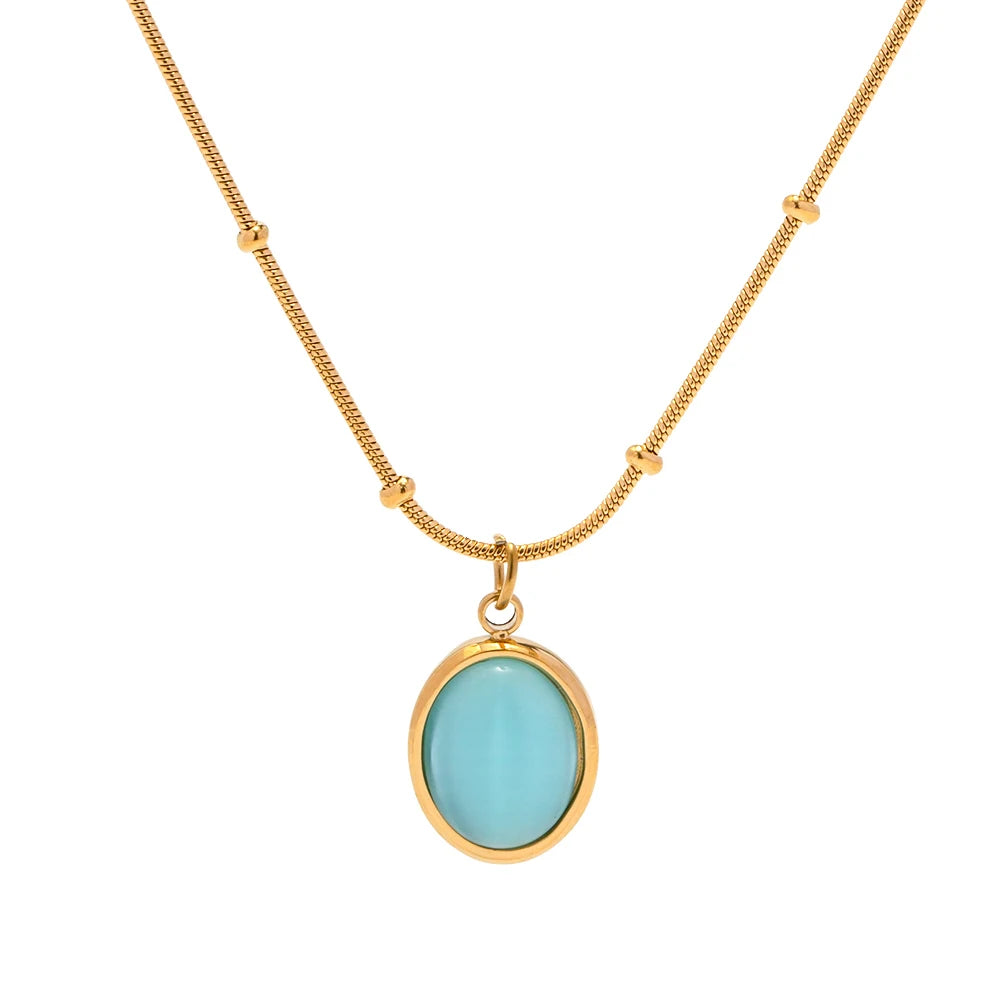 18k Blue Opal Satellite Chain Necklace