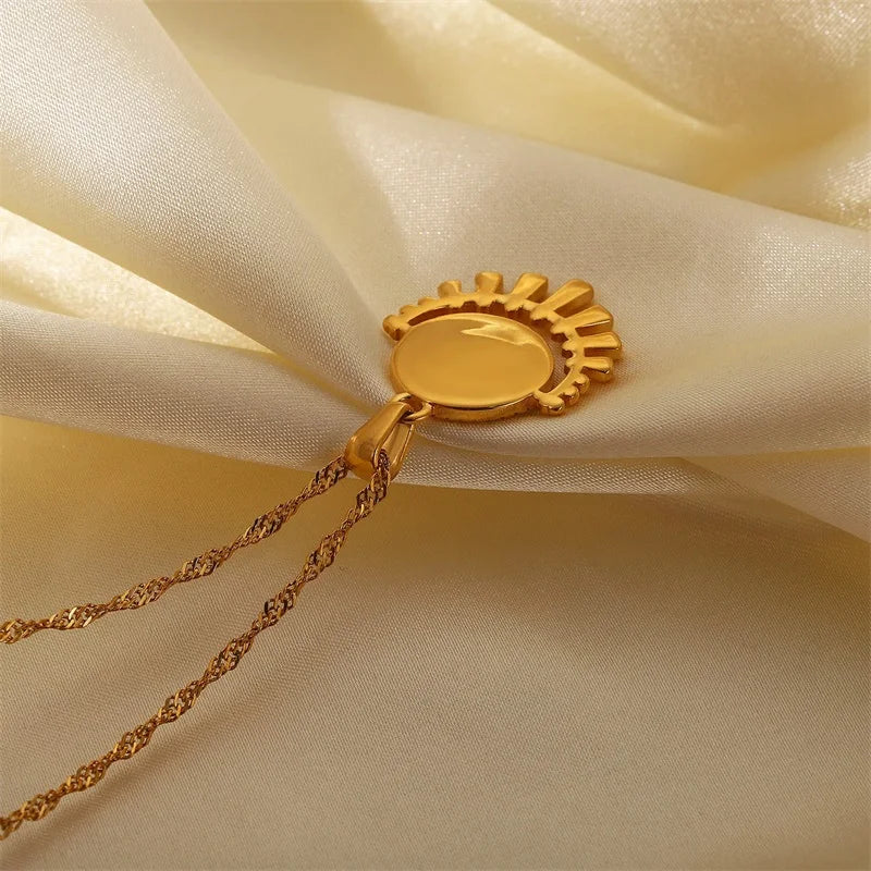 18k Dainty Sun & Moon Evil Eye Necklace