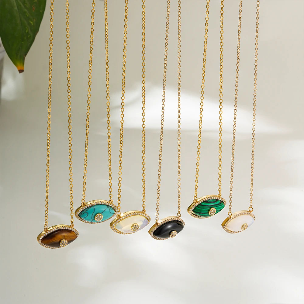 Dainty Evil Eye Diamond Accented Necklace