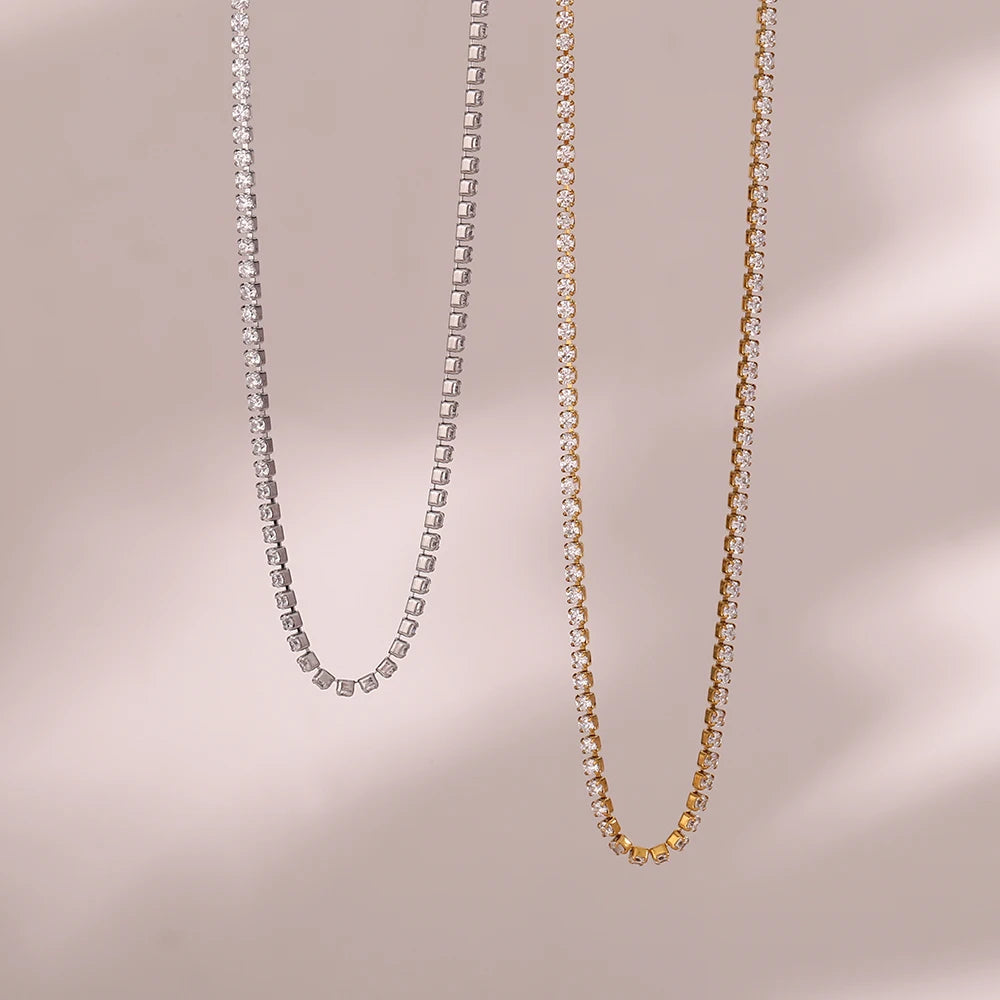 2mm Dainty Tennis Chain Bracelet and Necklace