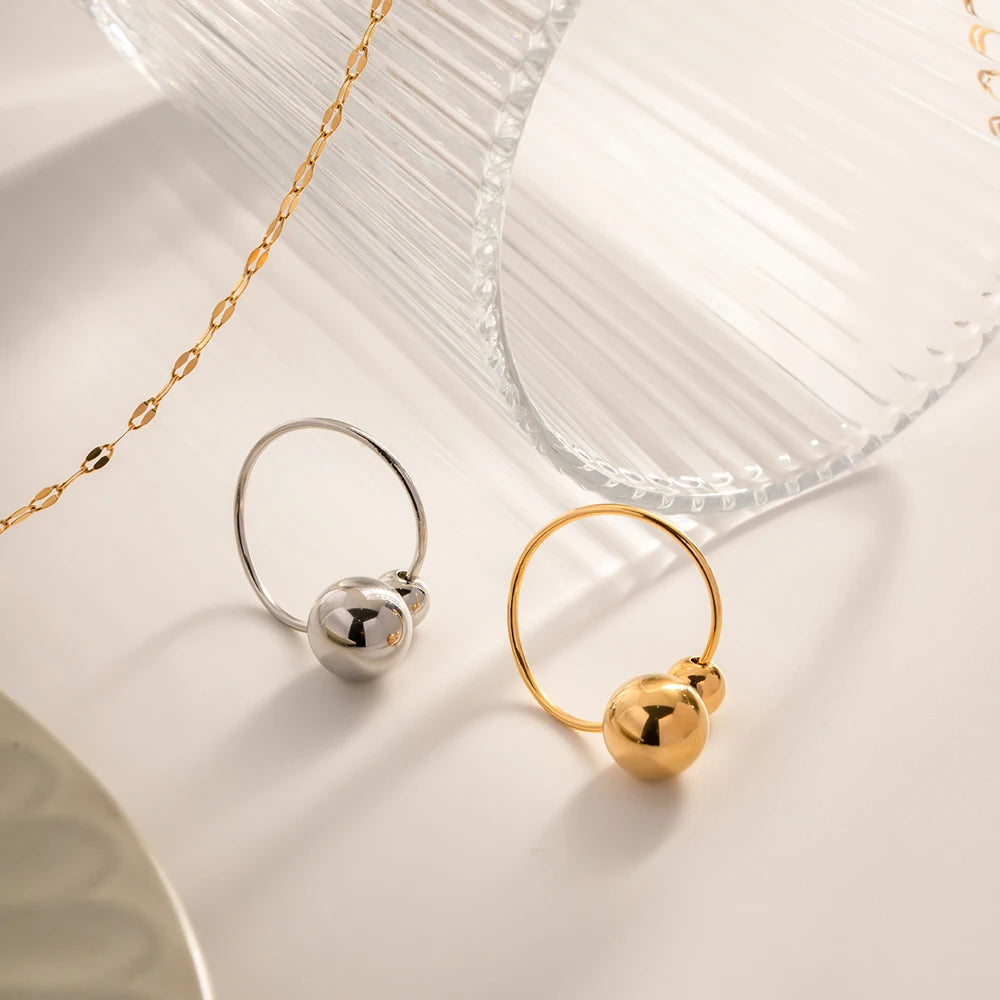 18k Bold Two Ball Open Ring