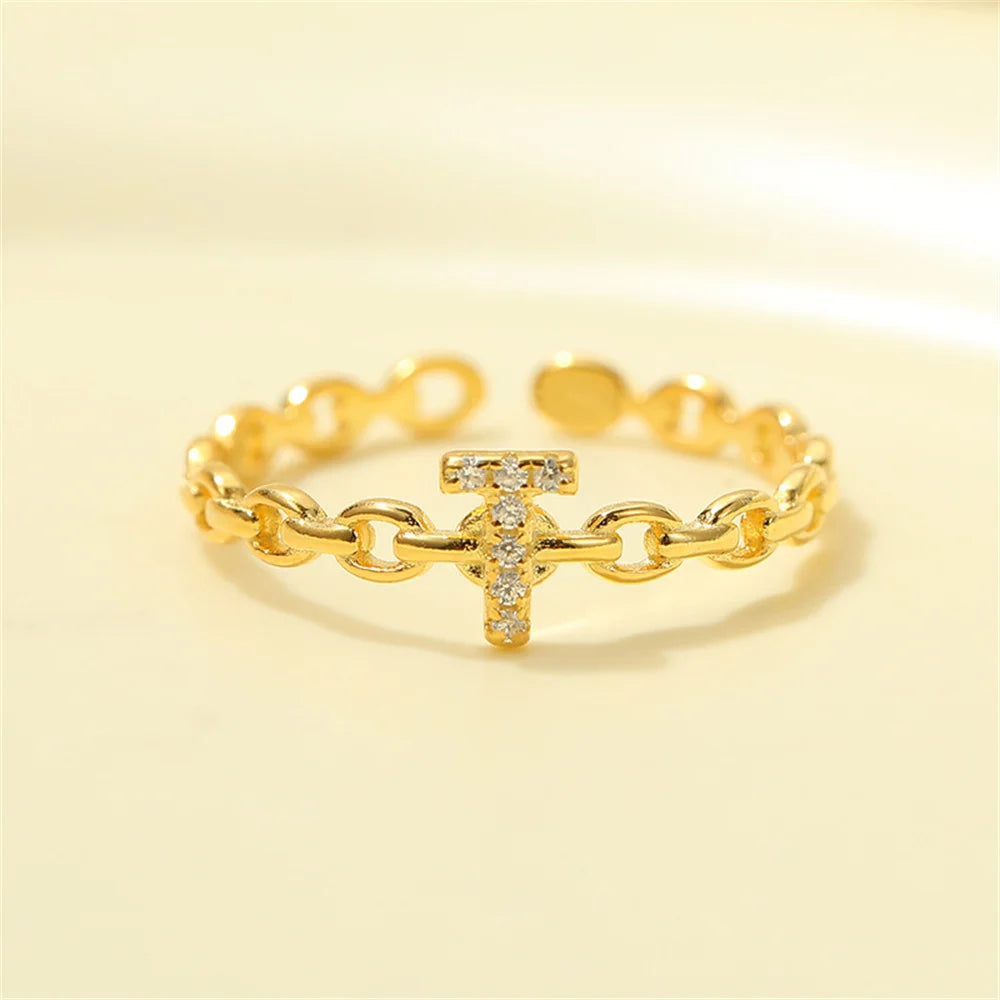 Dainty Diamond Letter Initial Ring