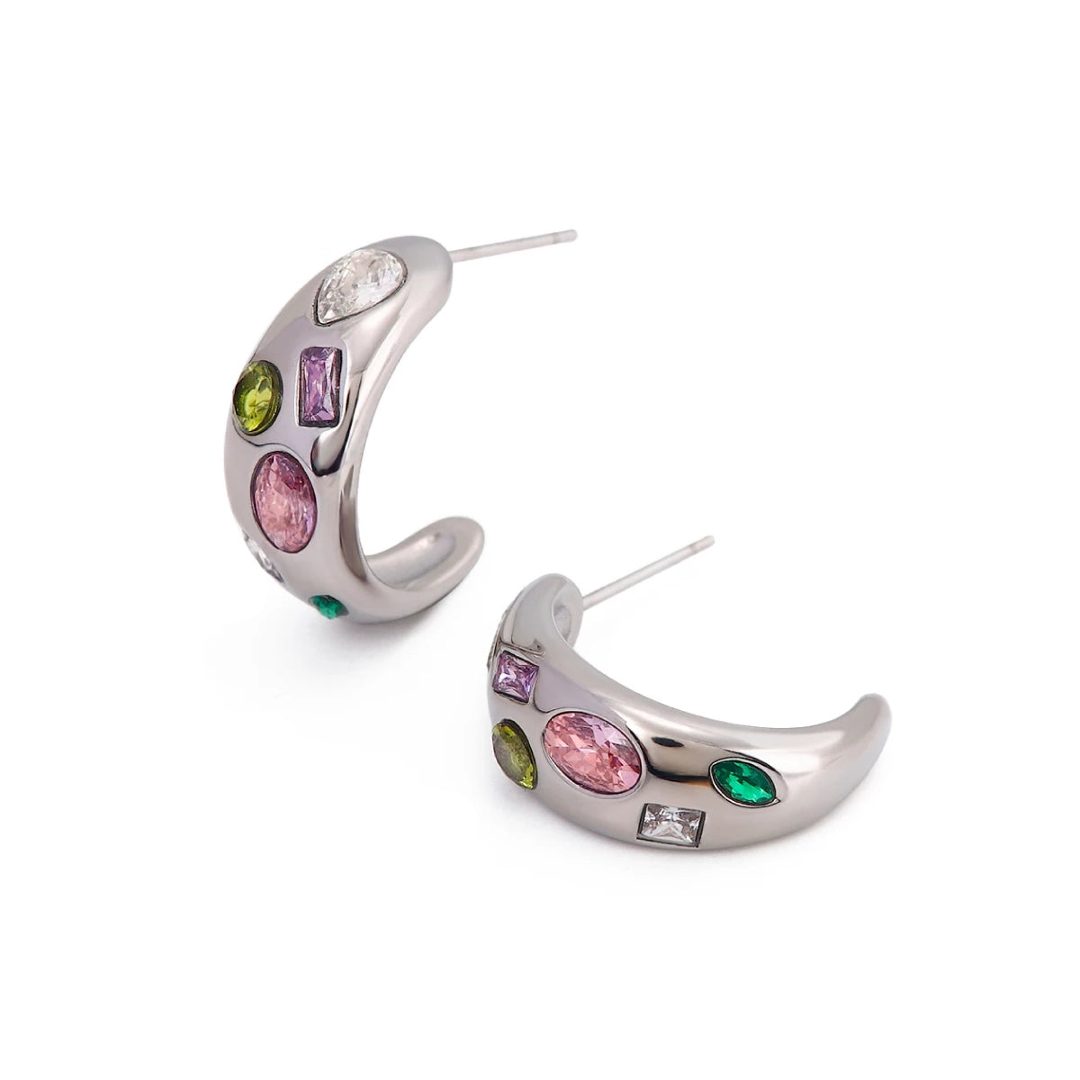 Gem Mine Crescent Moon Stud Earrings