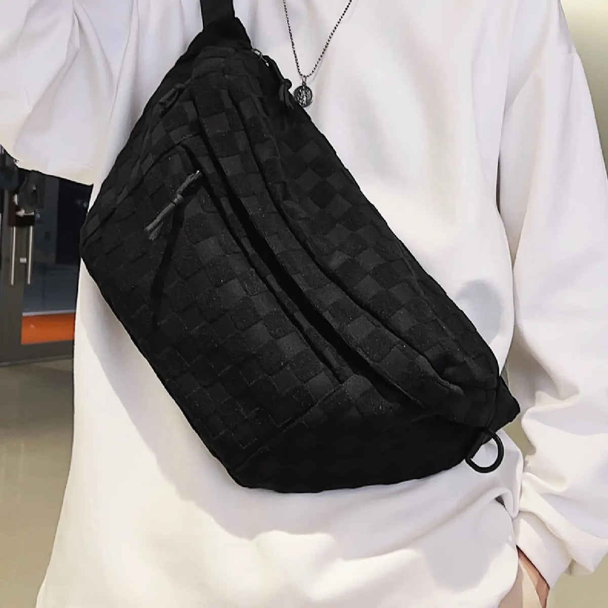 Large Zippered Chest Crossbody Bag