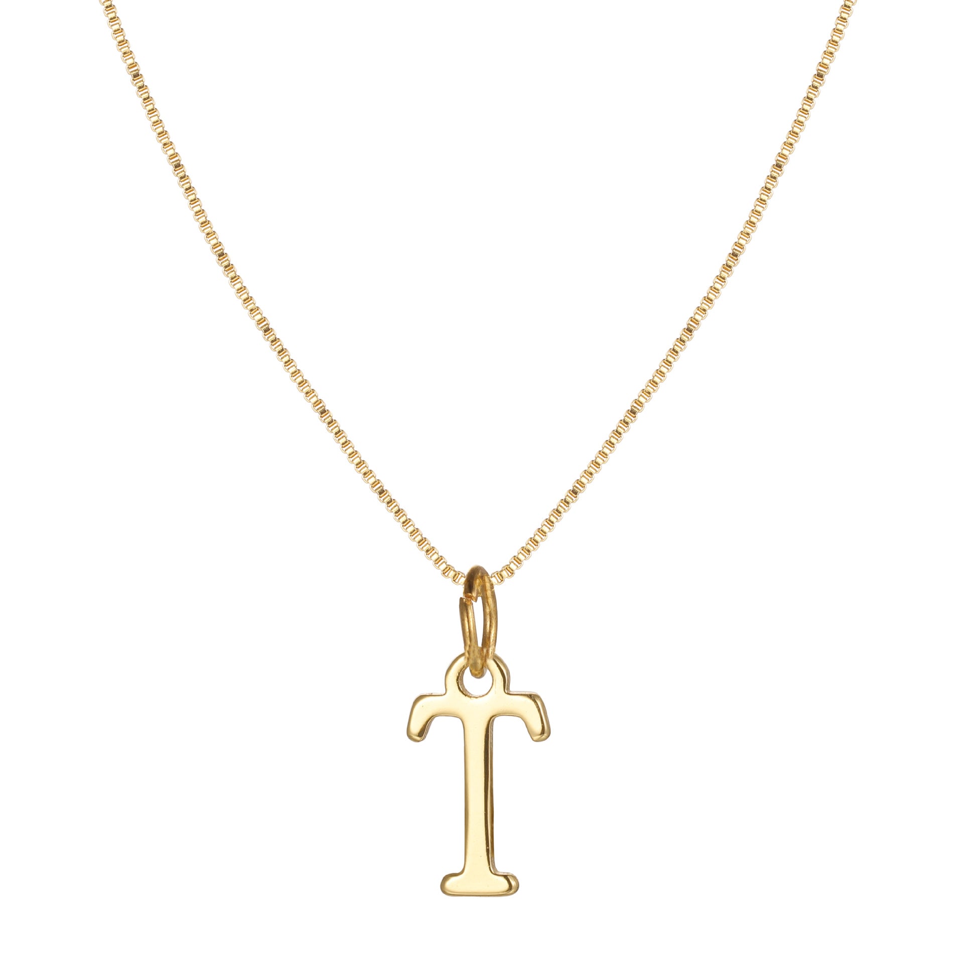 14k Minimal Serif Initial Necklace