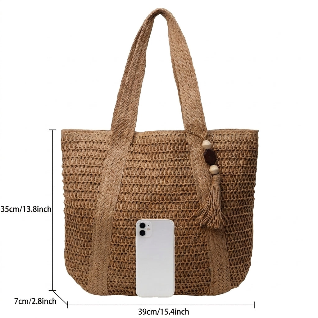 Rattan Straw Inspired Tote Bag