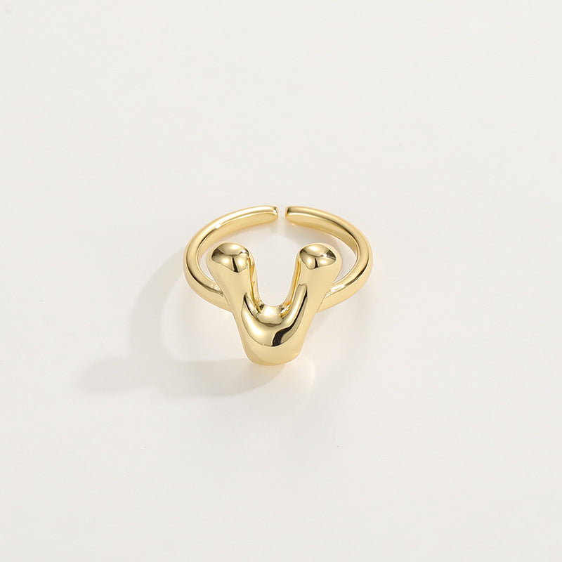 Cute Bubble Letter Initial Ring