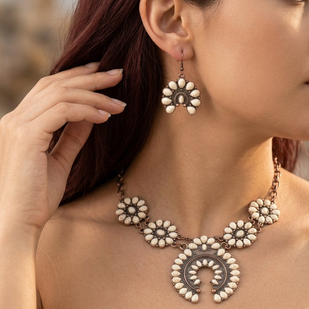 Classic Boho Necklace and Earrings Set