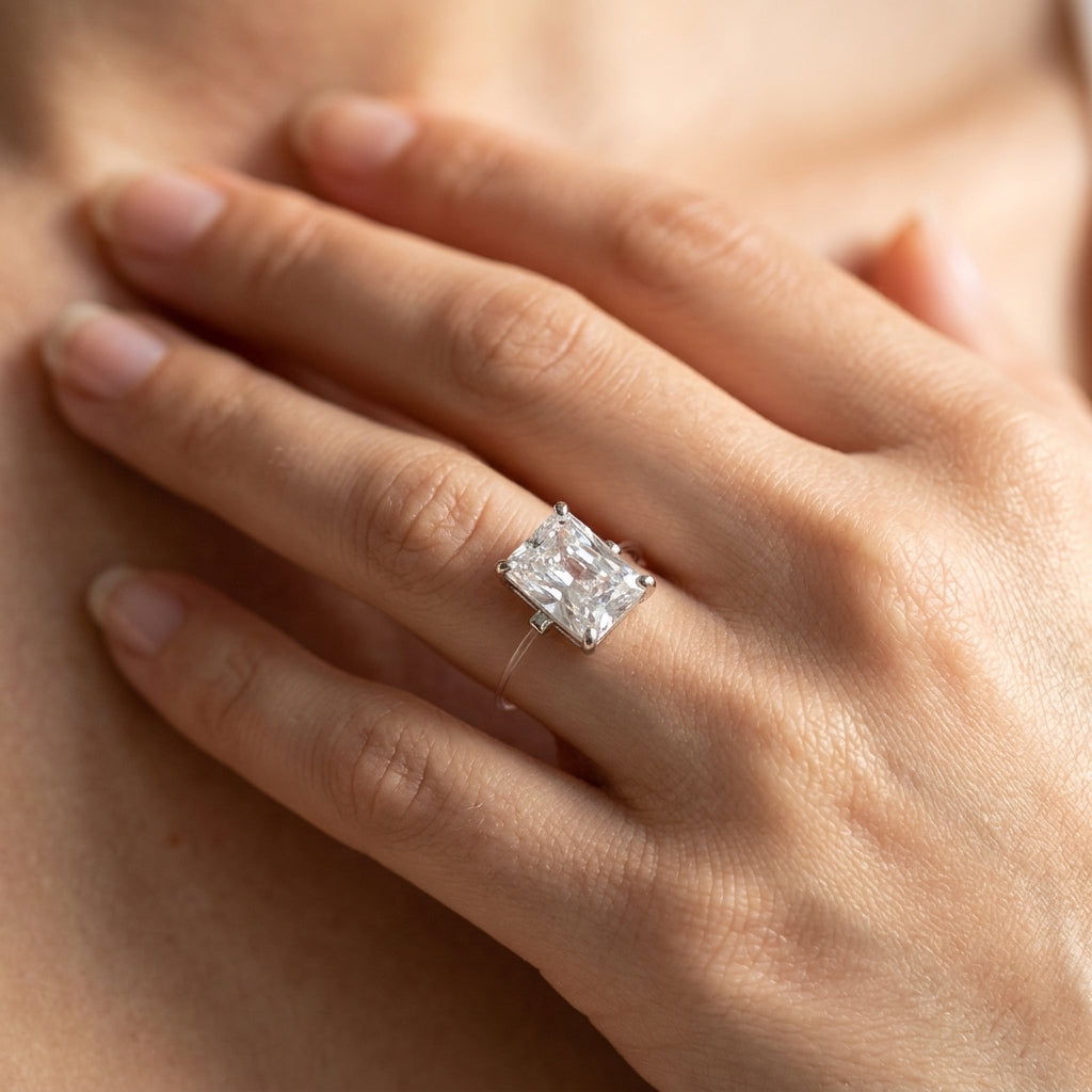 Elegant Floating Radiant Cut Ring