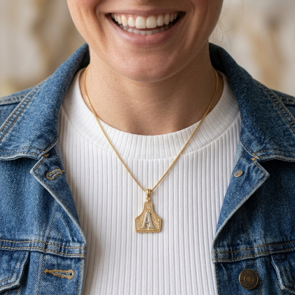 14k Elegant Cowgirl Initial Necklace