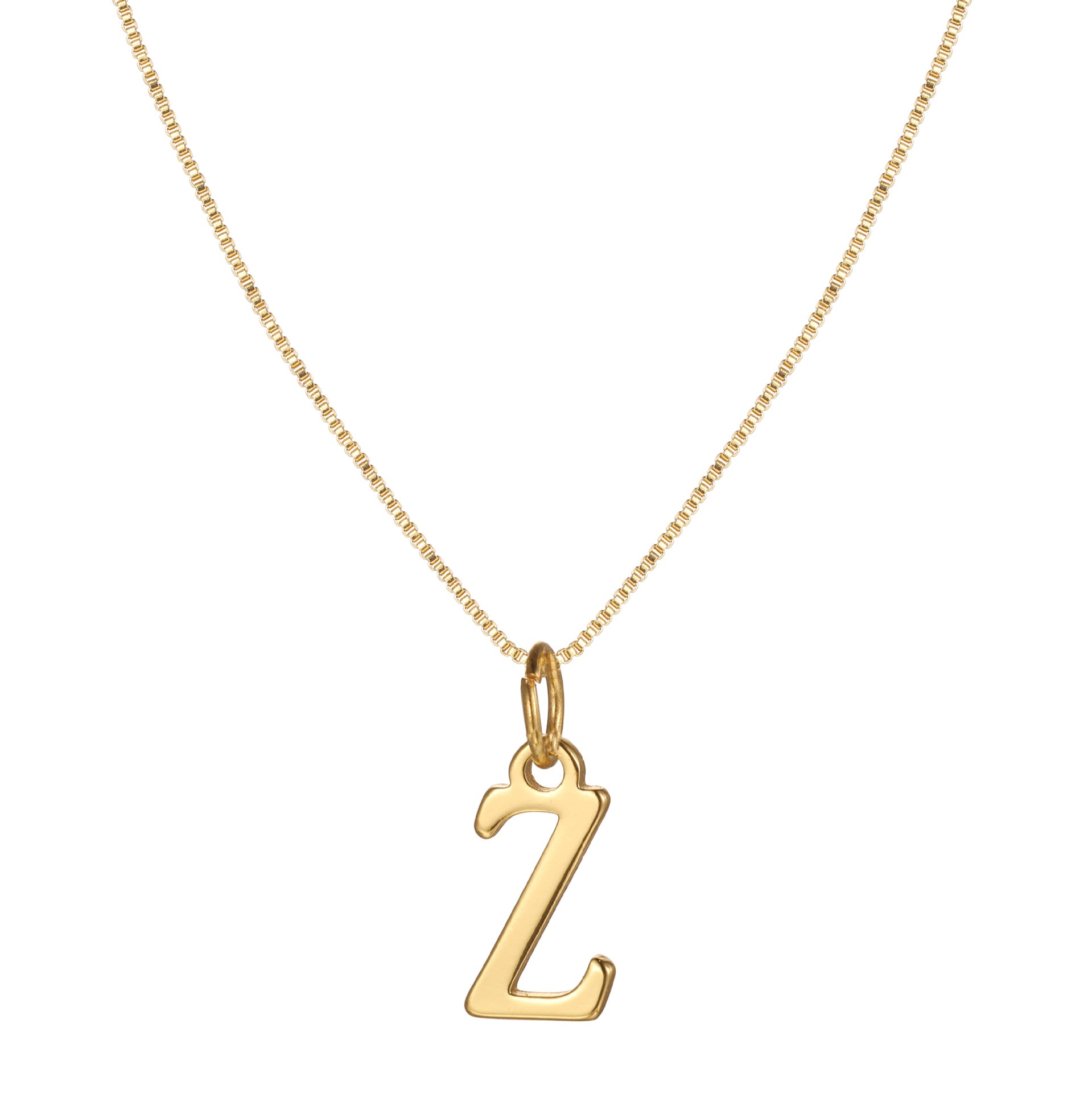 14k Minimal Serif Initial Necklace