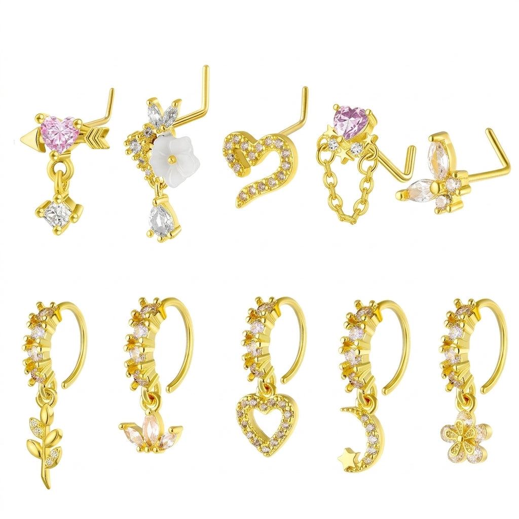 8/10/20pc Dainty Charm Nose Ring Set