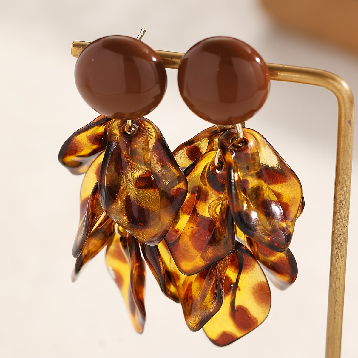 Maillard Acrylic Leaf Drop Earrings