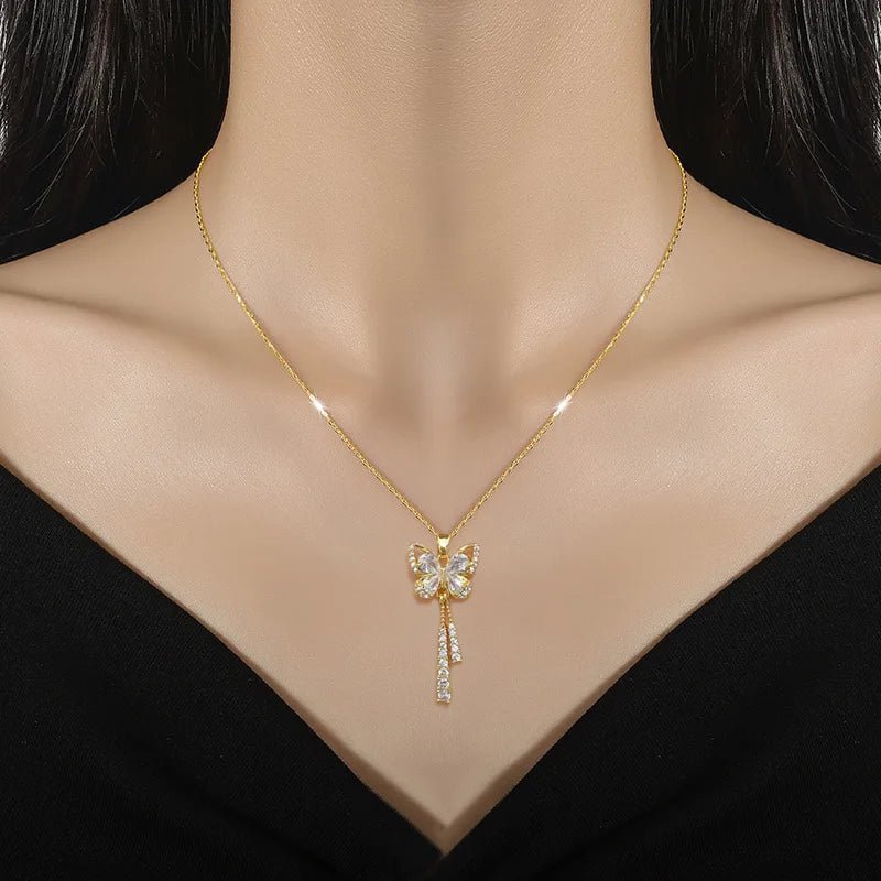 Charming Butterfly Diamond Dazzle Necklace - Veinci