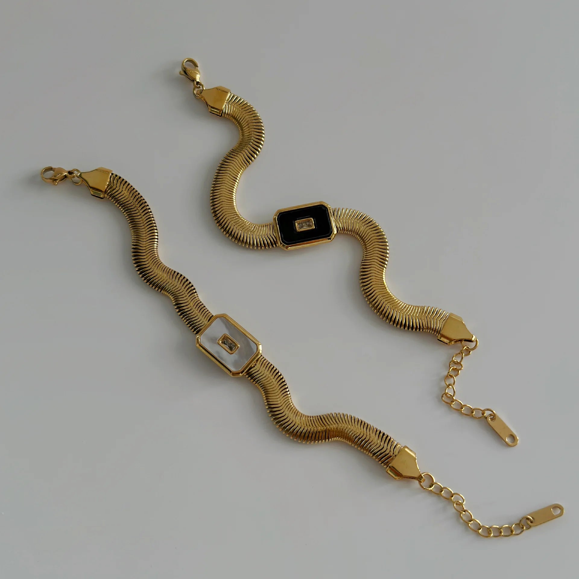 Chunky Chain & Herringbone Bracelets - Veinci
