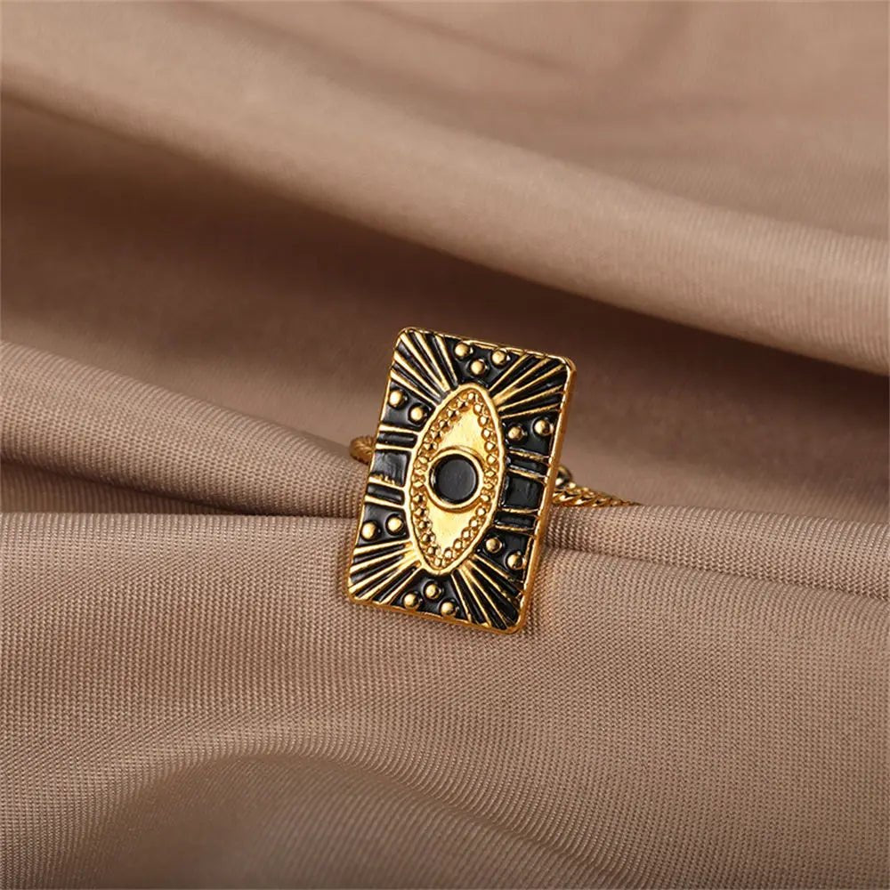 Classy Evil Eye Heart & Rectangle Rings - Veinci