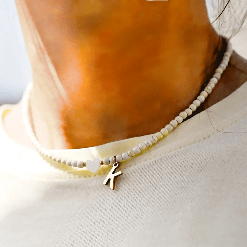Colorful Beaded Initial Choker Necklace - Veinci