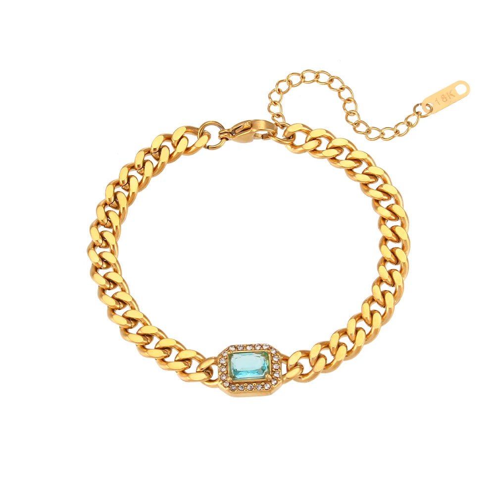 Cuban Chain Square Cut Diamond Choker and Bracelet - Veinci